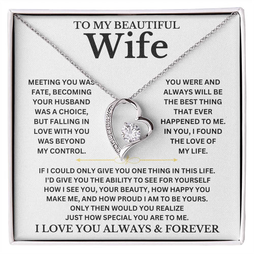 To My Beautiful Wife - Personalizable Necklace Gift Set Forever Love Necklace