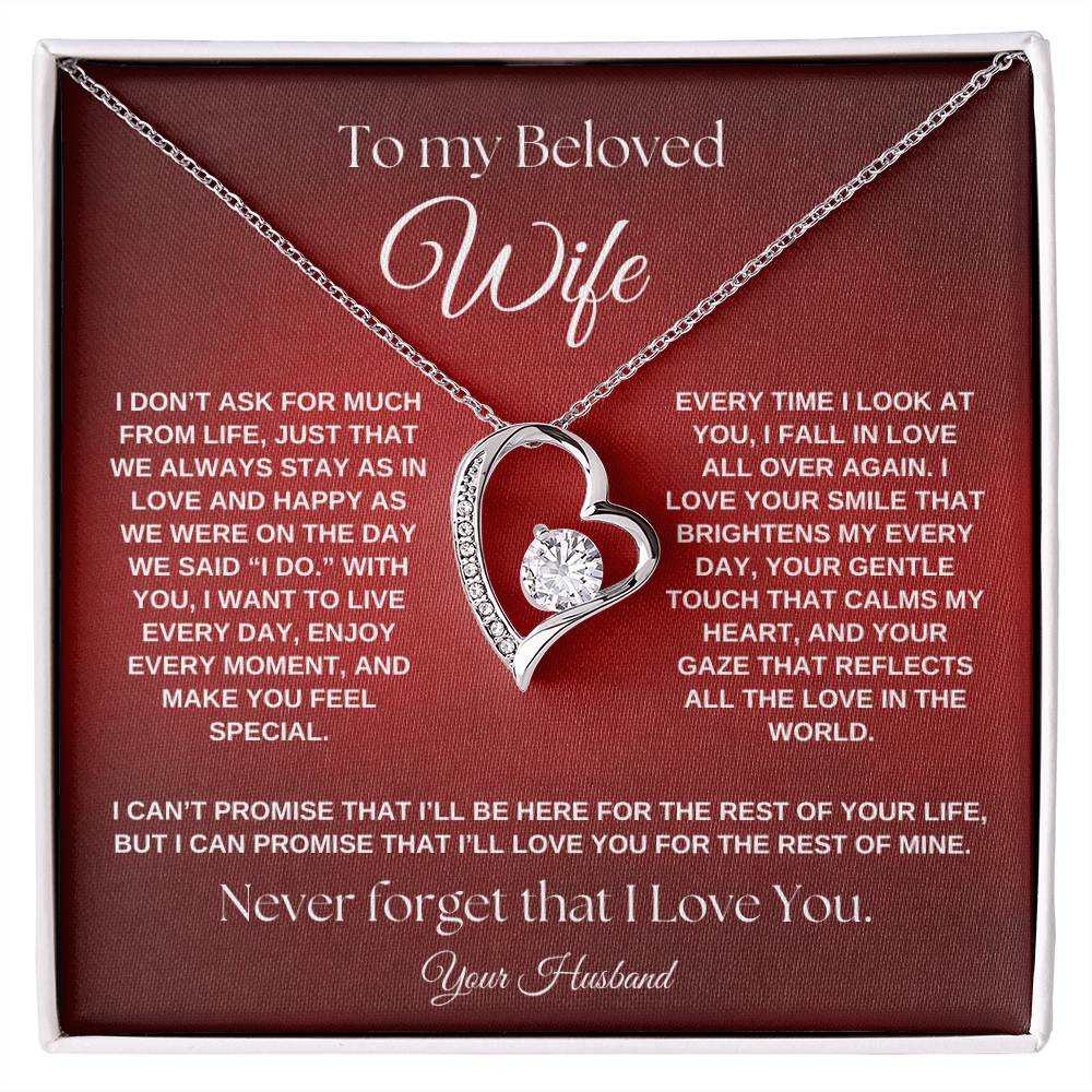 To My Beloved Wife, I Promise To Love You Forever Forever Love Necklace