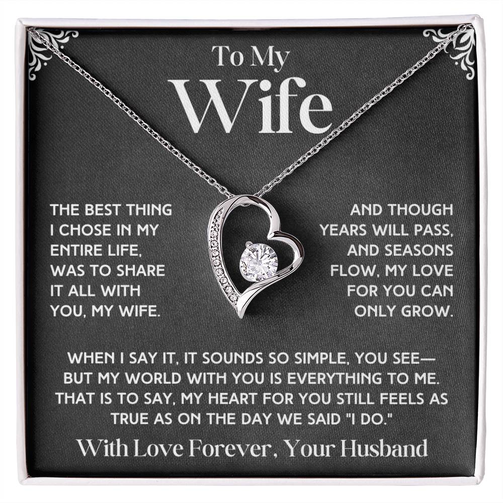 To My Wife - Forever Love Necklace & Earring Set - Beautiful Poem Forever Love Necklace