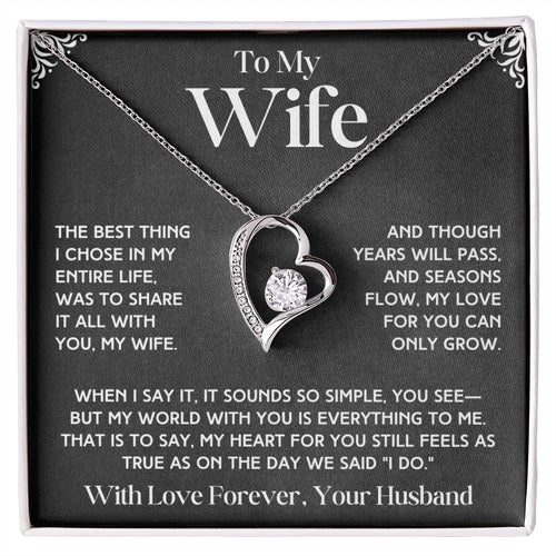 To My Wife - Forever Love Necklace & Earring Set - Beautiful Poem Forever Love Necklace