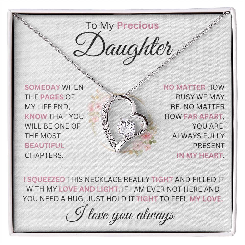 To My Daughter No Matter How Busy... Love You Heart Necklace Forever Love Necklace