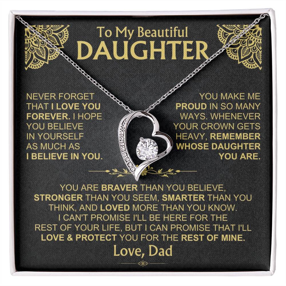 To My Beautiful Daughter - Dad - Forever Love Gift Set - Ss490V3 Forever Love Necklace