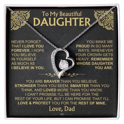 To My Beautiful Daughter - Dad - Forever Love Gift Set - Ss490V3 Forever Love Necklace