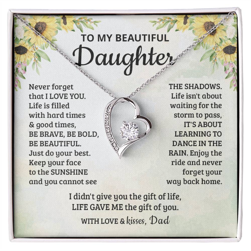 To My Beautiful Daughter - Enjoy The Ride And Never Forget Your Way Back Home - Forever Love Necklace