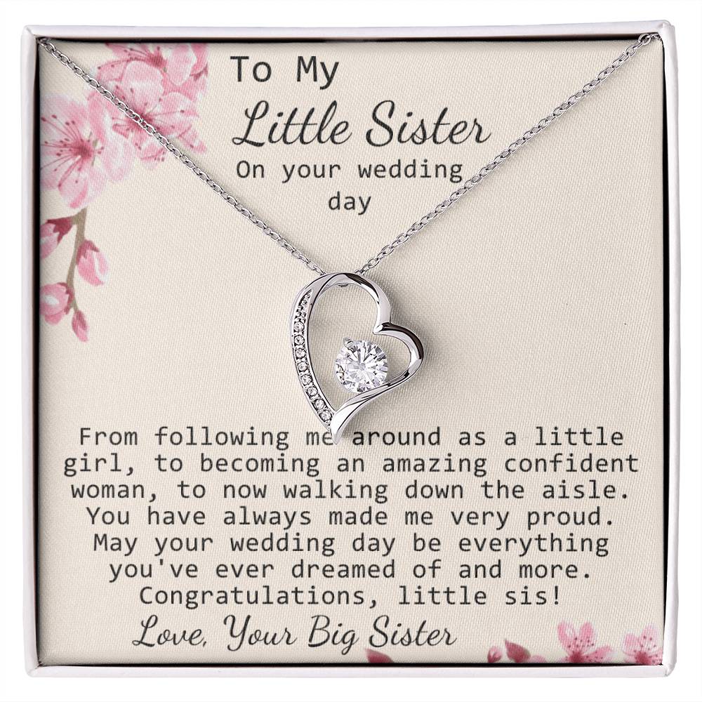 Little Sister Wedding Day Gift, Big Sister To Bride Necklace, Bride Gift From Sister, Sister To Bride Gift Forever Love Necklace