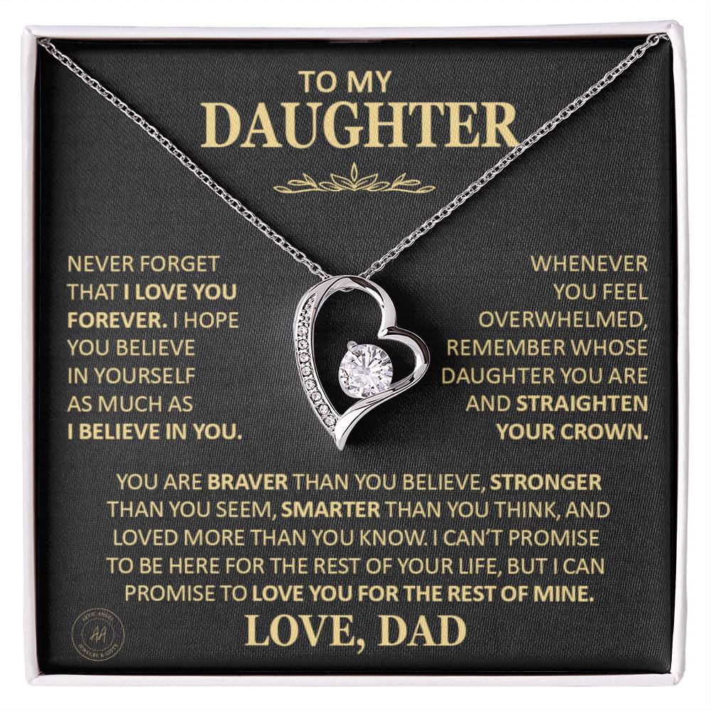 Unique Gift For Daughter From Dad Never Forget That I Love You Heart Necklace Forever Love Necklace