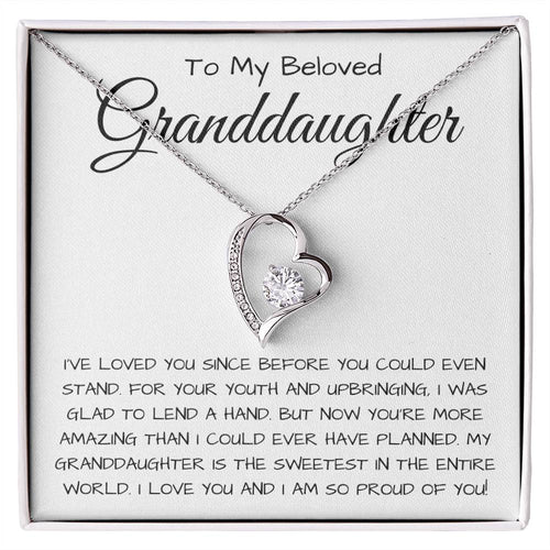 To My Beloved Granddaughter Forever Love Necklace I Was Glad To Lend A Hand Forever Love Necklace