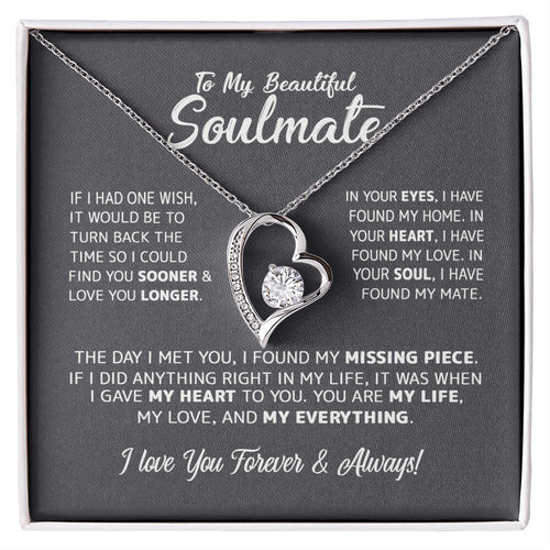To My Beautiful Soulmate - In Your Eyes, I Have Found My Home Forever Love Necklace