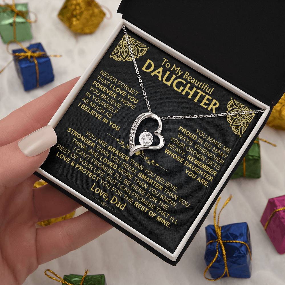 To My Beautiful Daughter - Dad - Forever Love Gift Set - Ss490V3 Forever Love Necklace