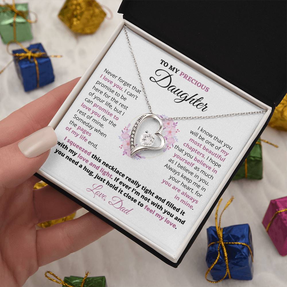 Gift For Precious Daughter Always Keep Me In Your Heart Love Dad Heart Necklace Forever Love Necklace