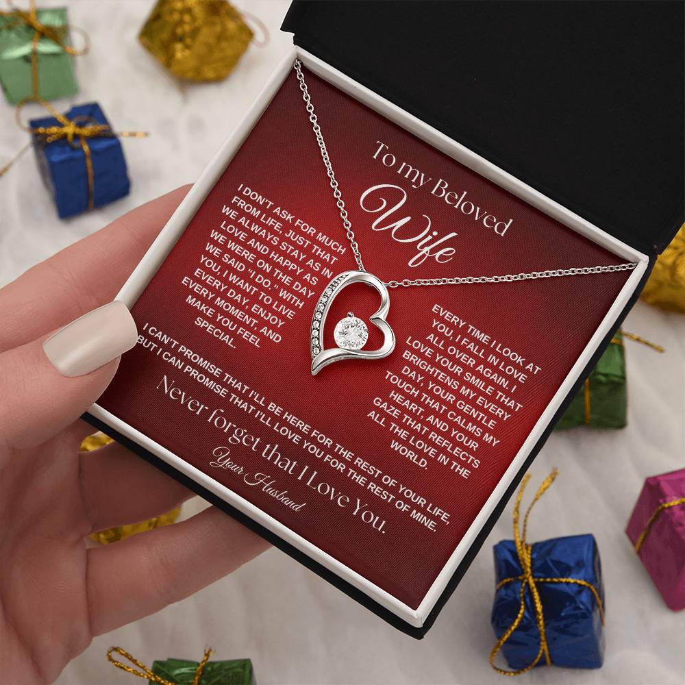 To My Beloved Wife, I Promise To Love You Forever Forever Love Necklace
