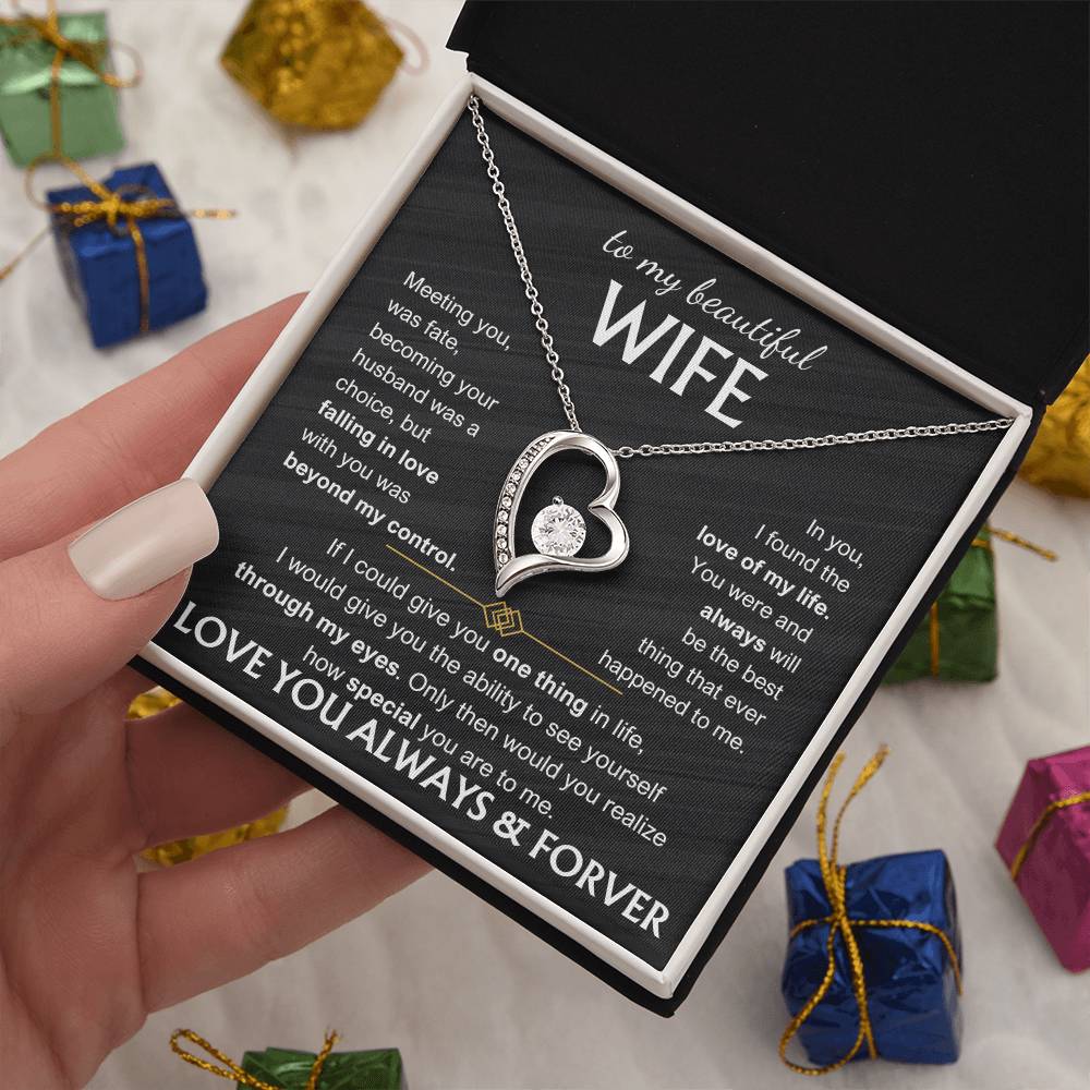 To My Beautiful Wife - Meeting You Was Fate Forever Love Necklace