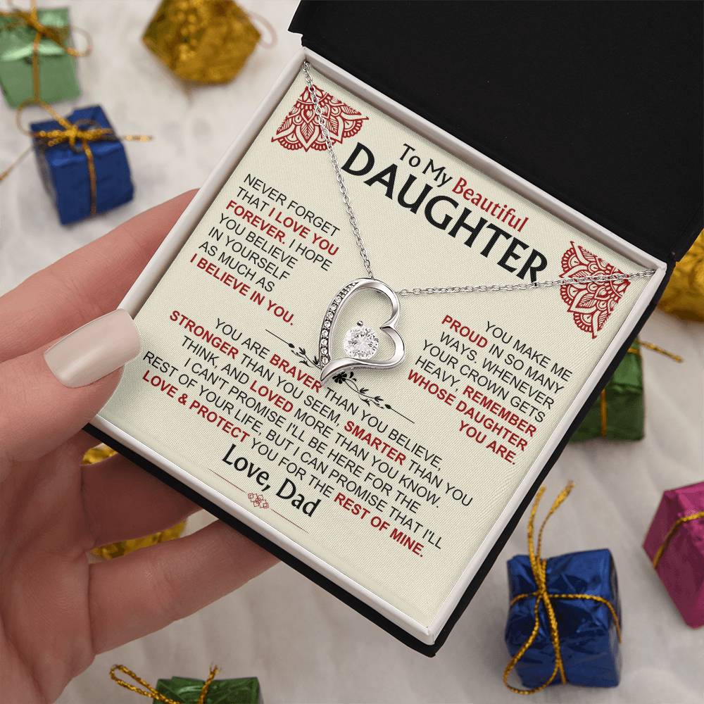 To My Beautiful Daughter - Dad - Forever Love Gift Set - Ss490V2 Forever Love Necklace