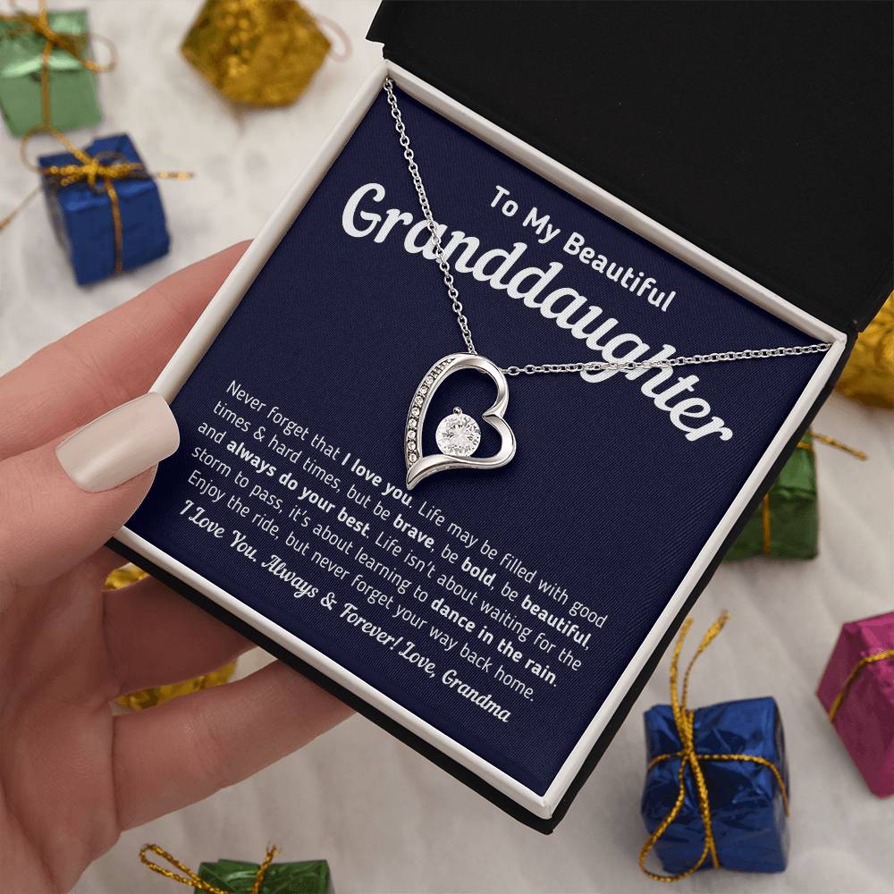 To My Beautiful Granddaughter - Never Forget That I Love You Forever Love Necklace