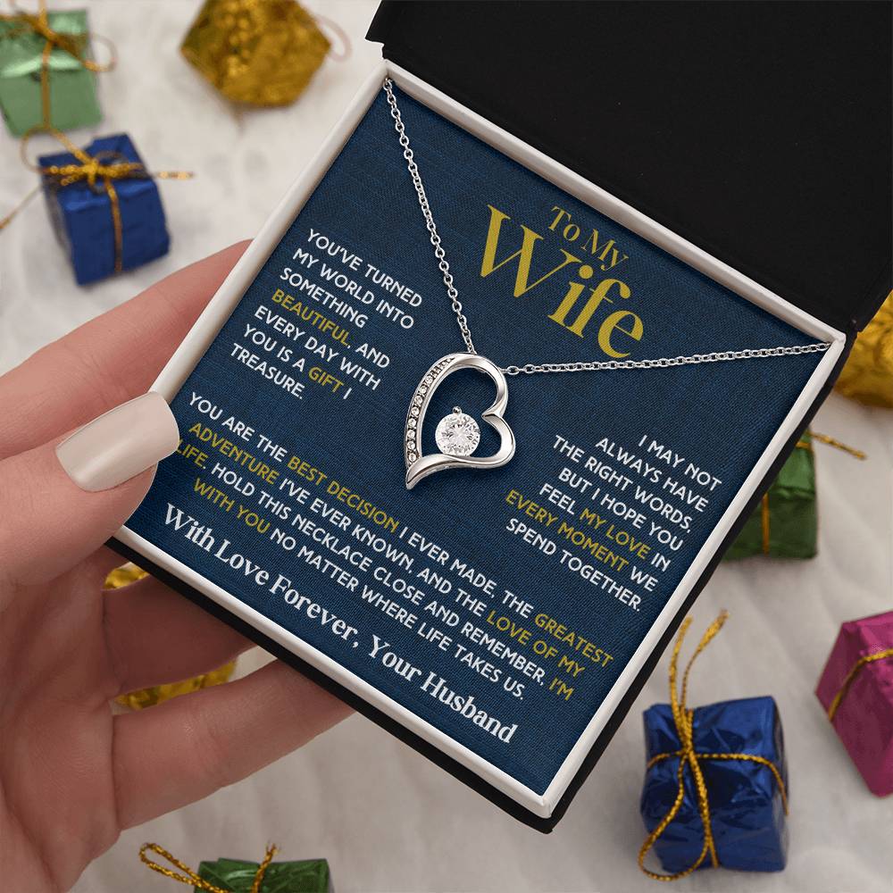 To My Wife - Forever Love Necklace & Earring Set - You Are My Treasure Forever Love Necklace