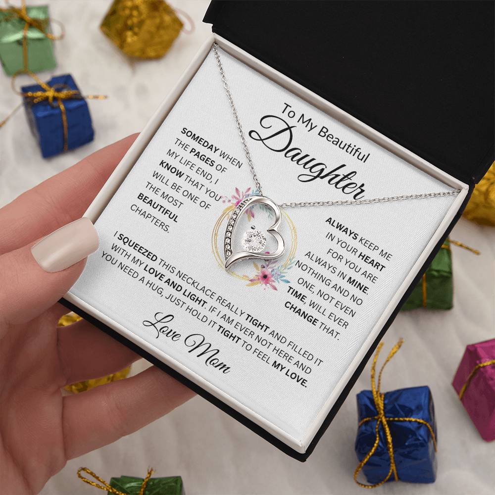 To My Beautiful Daughter Always Keep Me In Your Heart Love Mom Fl Necklace Forever Love Necklace