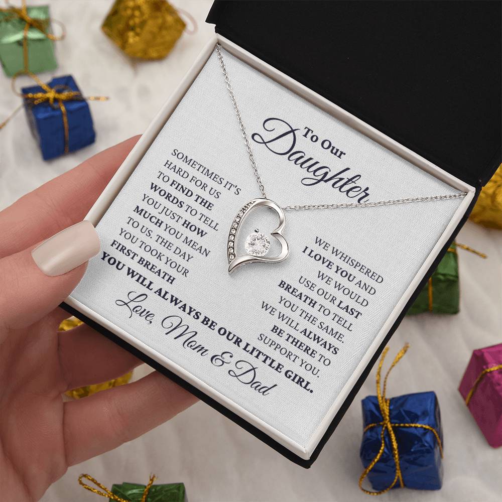 Gift For Daughter Love Mom And Dad Our Little Girl Necklace Forever Love Necklace