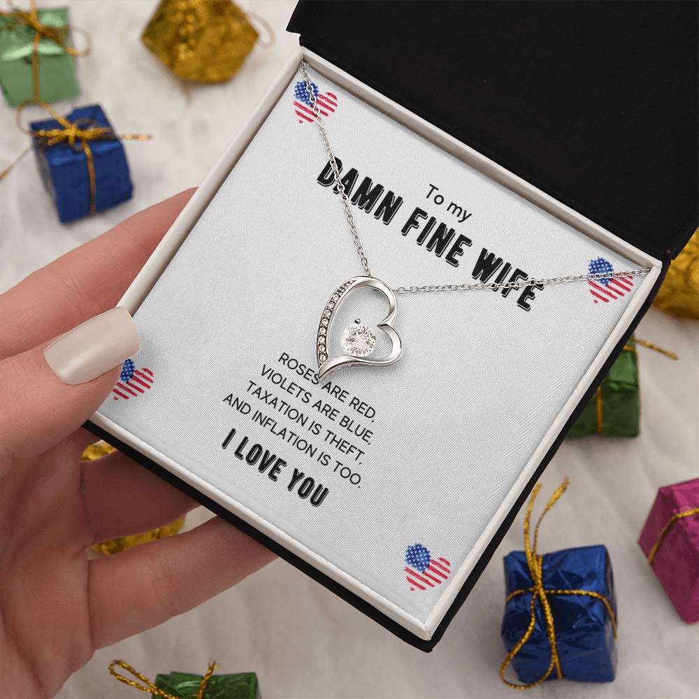To My Damn Fine Wife - Women'S Forever Love Necklace & Earring Set - Gift For Wife Forever Love Necklace