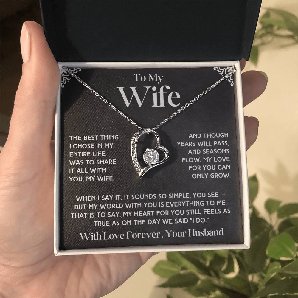 To My Wife - Forever Love Necklace & Earring Set - Beautiful Poem Forever Love Necklace