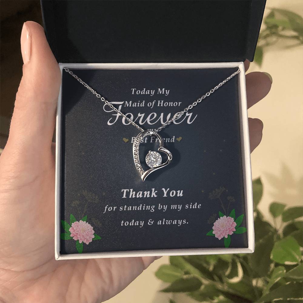 Forever Heart Necklace, Maid Of Honor Gift Forever Love Necklace