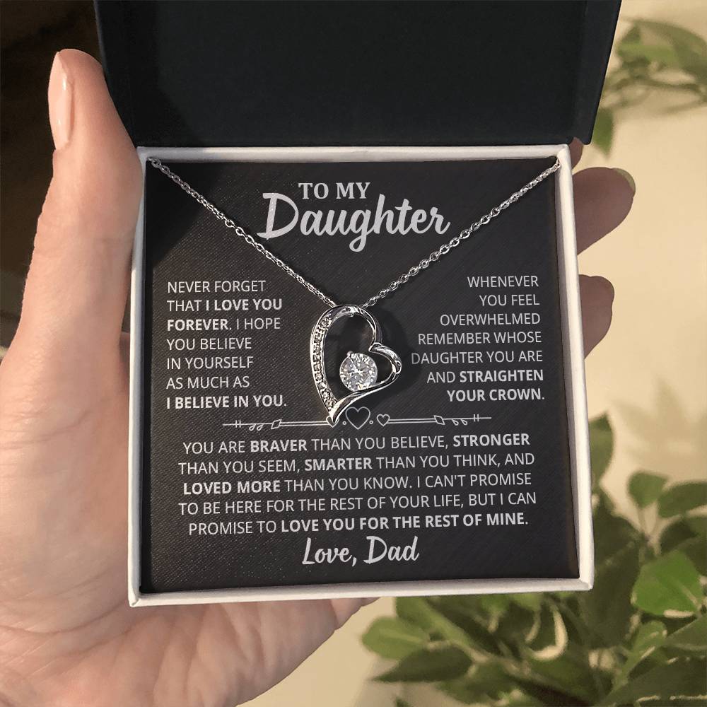 To My Daughter - I Hope You Believe In Yourself As Much As I Believe In You Forever Love Necklace