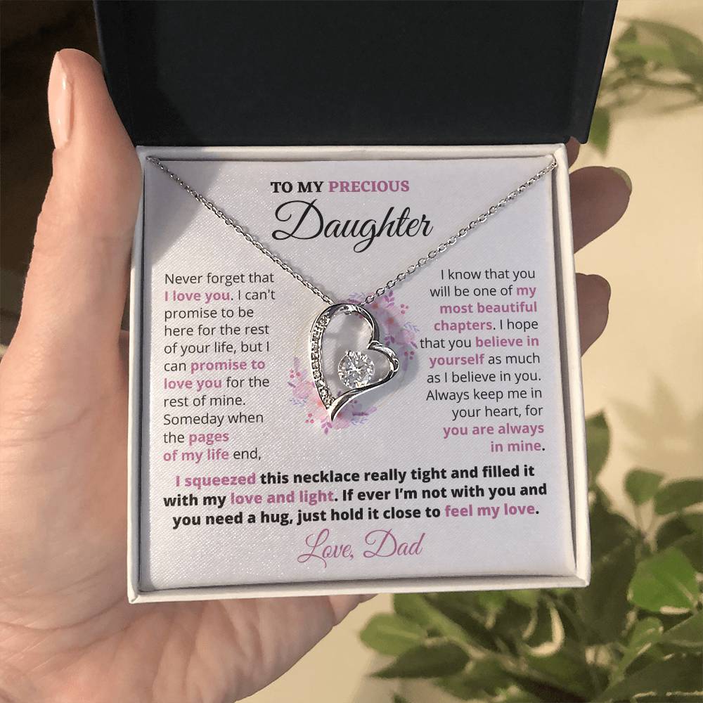 Gift For Precious Daughter Always Keep Me In Your Heart Love Dad Heart Necklace Forever Love Necklace
