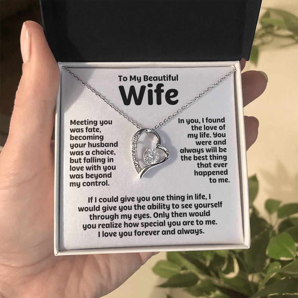 To My Beautiful Wife - Meeting You Was Fate - Forever Love Necklace