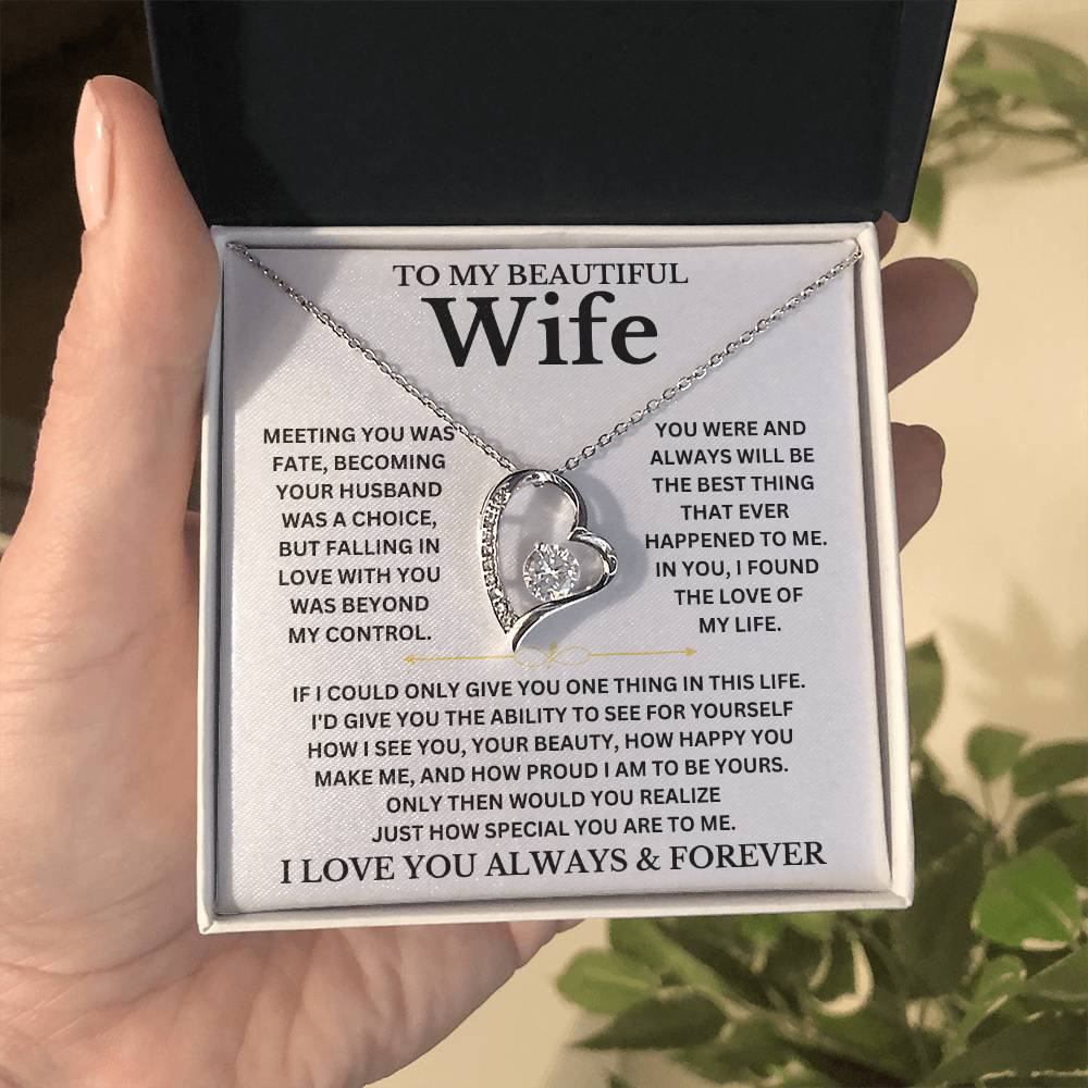 To My Beautiful Wife - Personalizable Necklace Gift Set Forever Love Necklace
