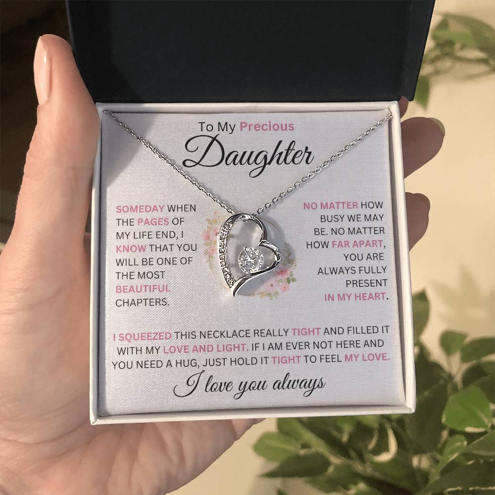 To My Daughter No Matter How Busy... Love You Heart Necklace Forever Love Necklace