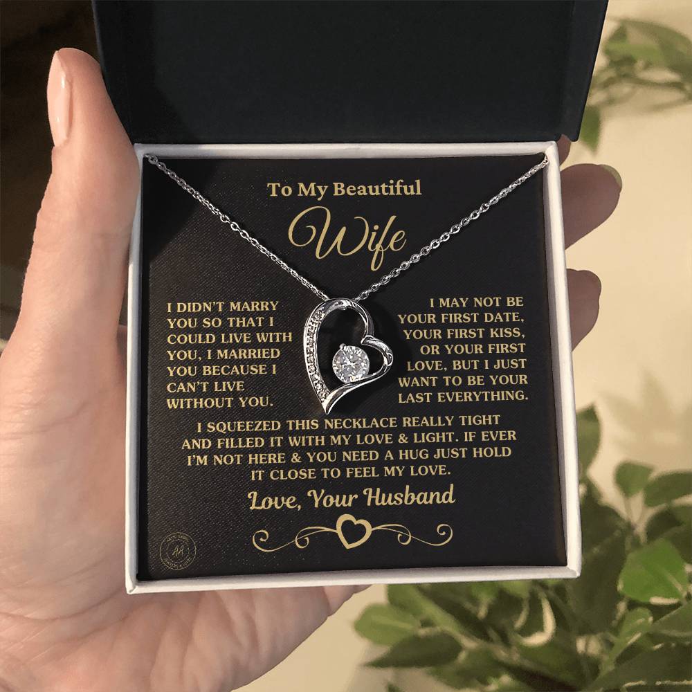 Special Gift For Wife I Can'T Live Without You Gold Heart Necklace Forever Love Necklace
