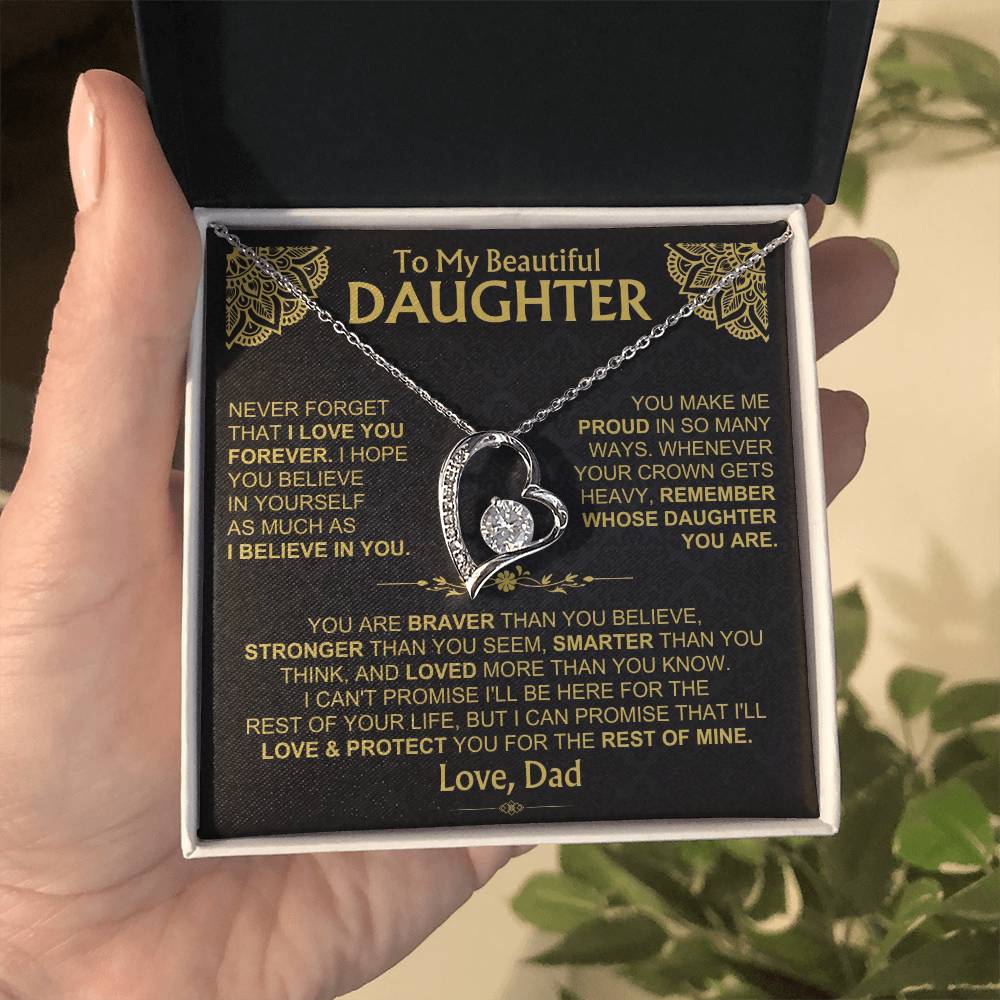 To My Beautiful Daughter - Dad - Forever Love Gift Set - Ss490V3 Forever Love Necklace