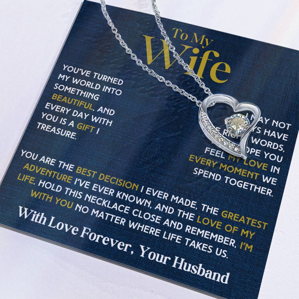 To My Wife - Forever Love Necklace & Earring Set - You Are My Treasure Forever Love Necklace