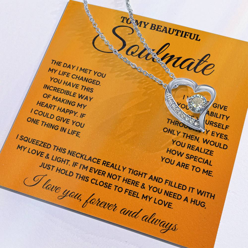 To My Beautiful Soulmate Heart Happy Squeezed Forever Love Necklace Gift Set Forever Love Necklace