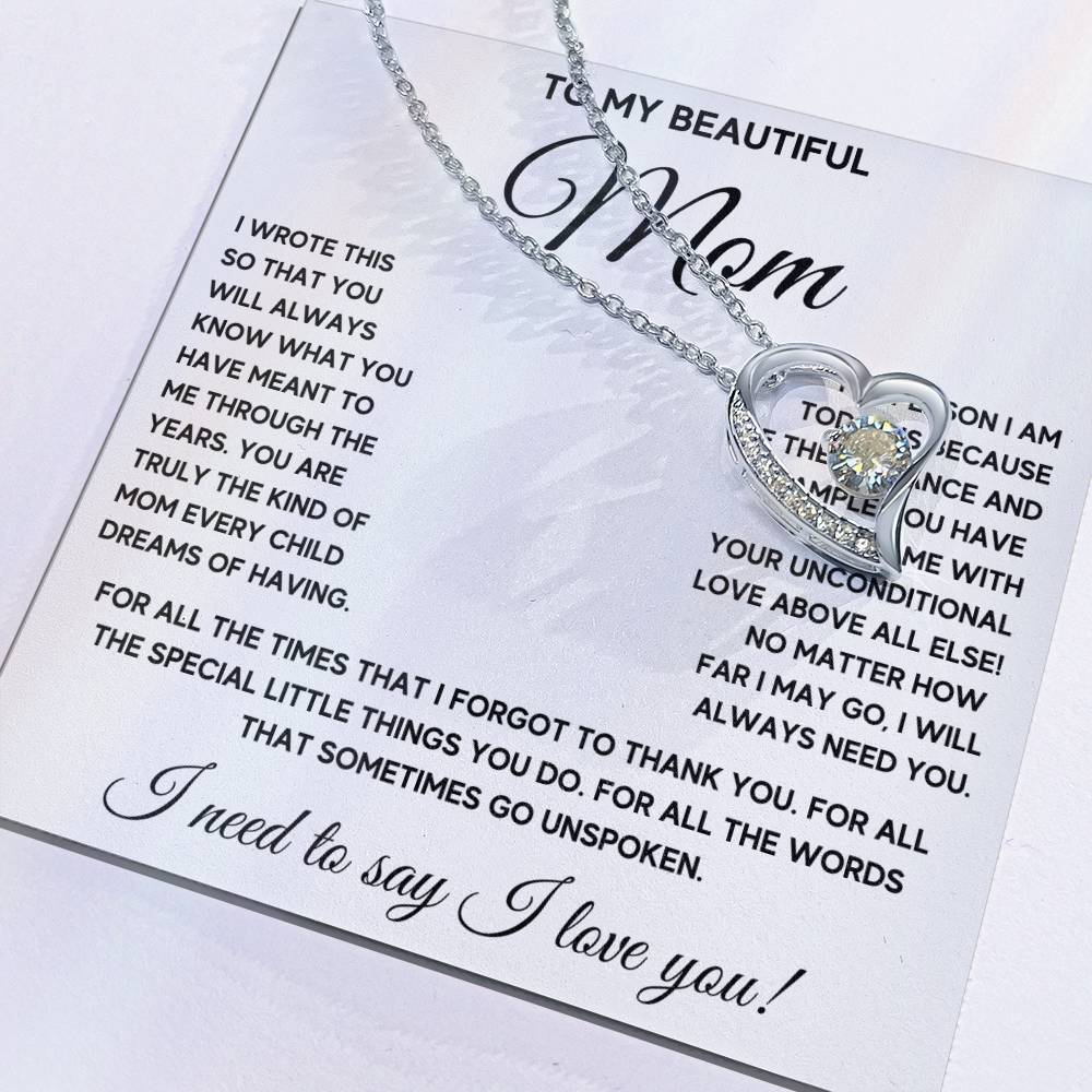 To My Mom Dreams Forever Love Necklace Gift Set Forever Love Necklace