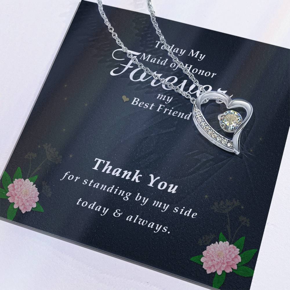 Forever Heart Necklace, Maid Of Honor Gift Forever Love Necklace