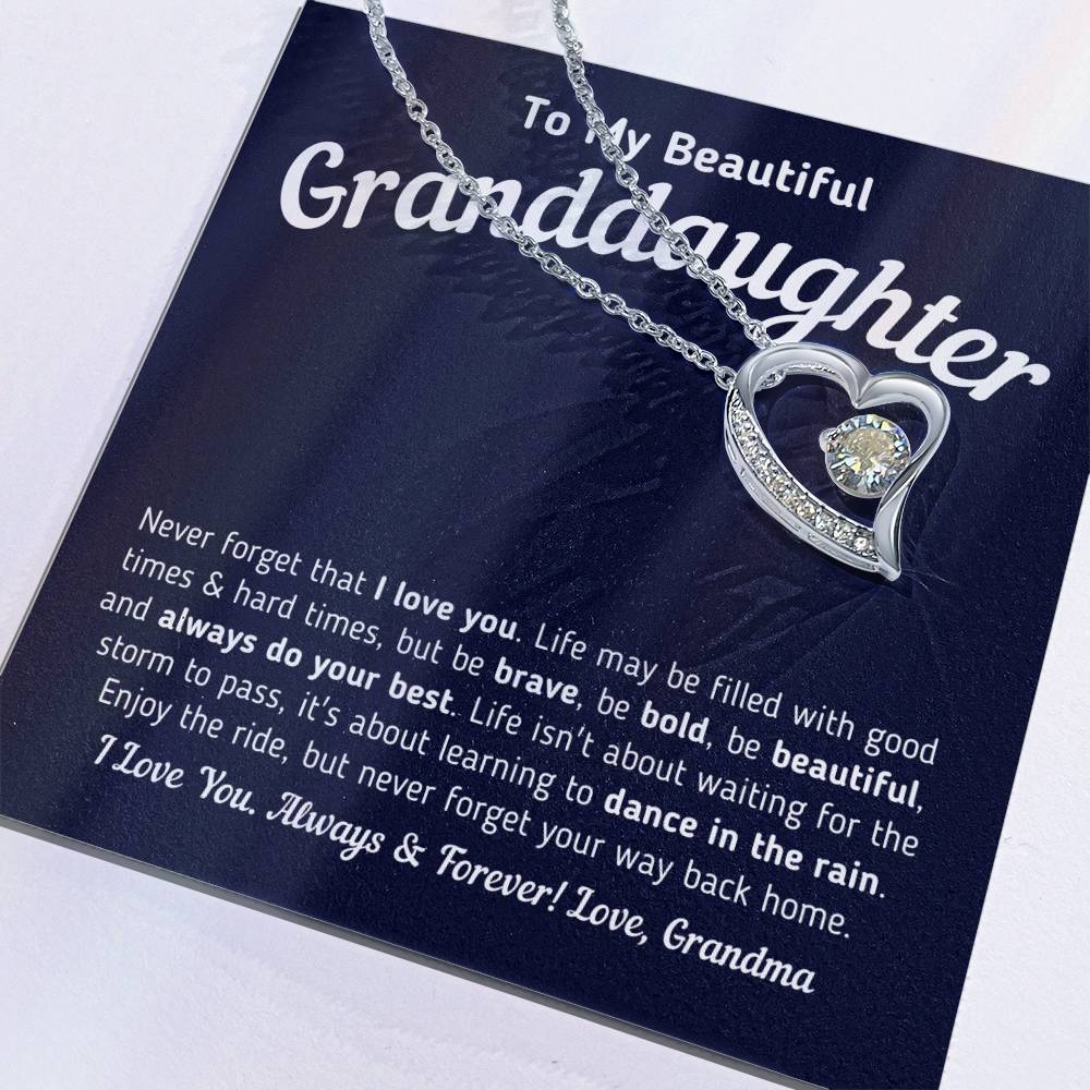 To My Beautiful Granddaughter - Never Forget That I Love You Forever Love Necklace