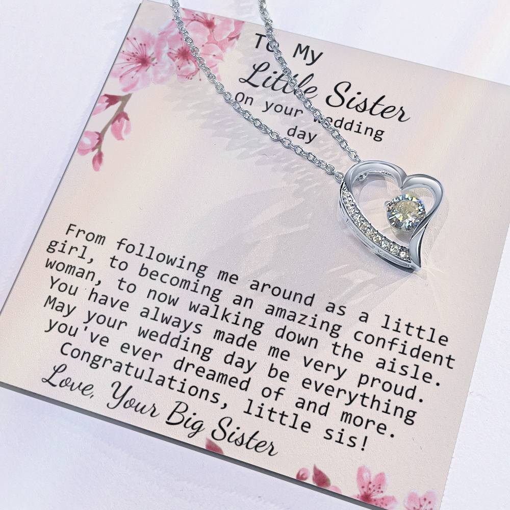 Little Sister Wedding Day Gift, Big Sister To Bride Necklace, Bride Gift From Sister, Sister To Bride Gift Forever Love Necklace