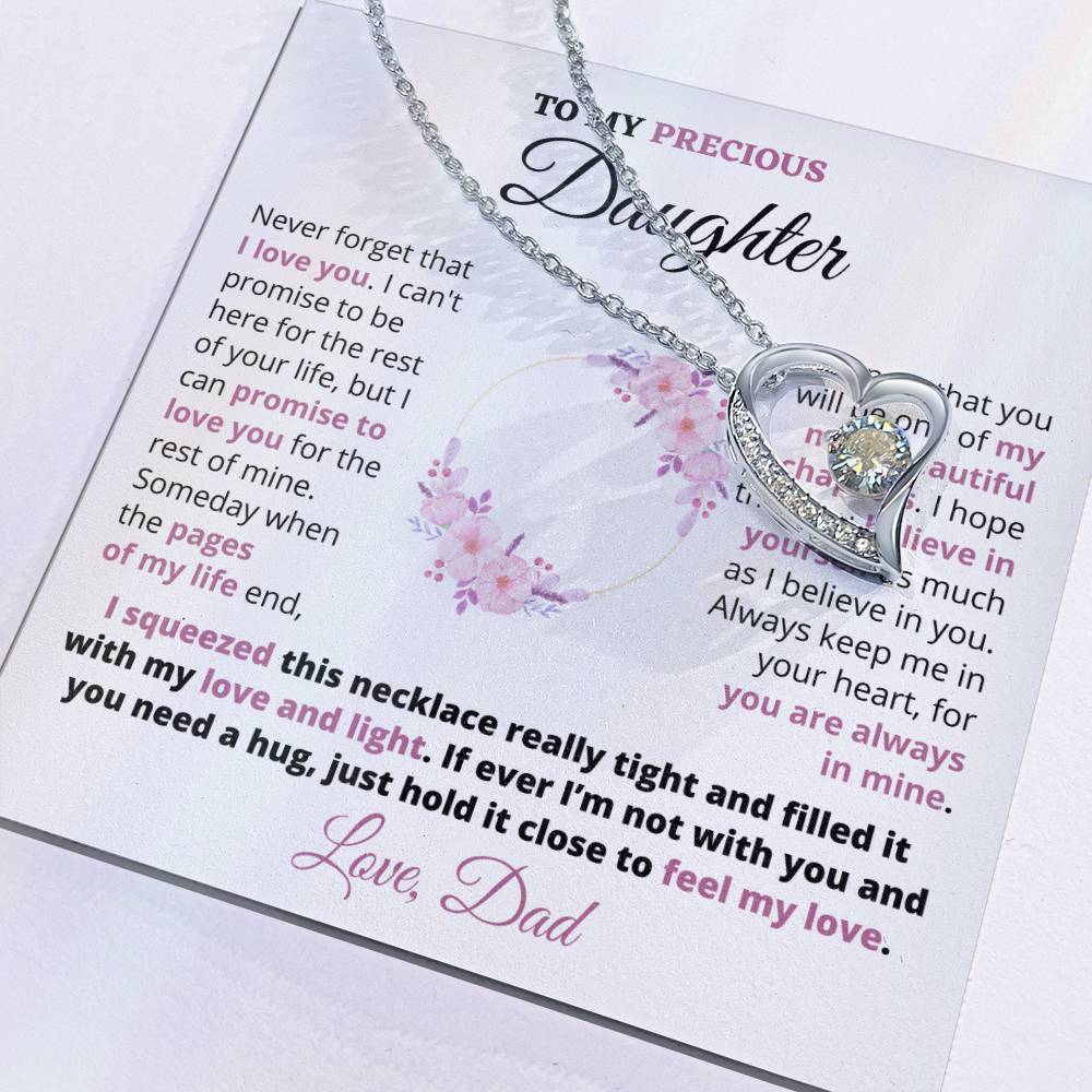 Gift For Precious Daughter Always Keep Me In Your Heart Love Dad Heart Necklace Forever Love Necklace