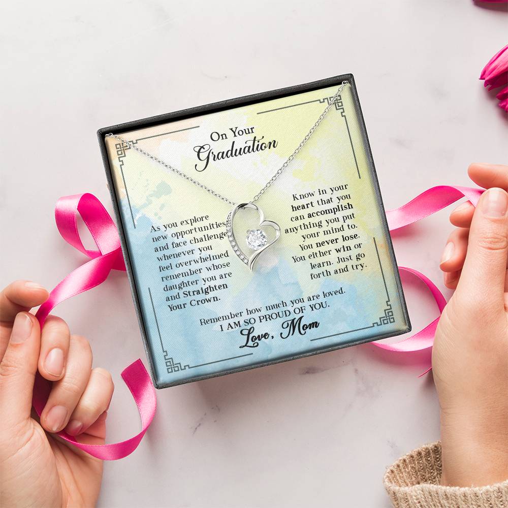 Graduation Gift For Daughter On Your Graduation Straighten Your Crown Gift For Daughter Straighten Your Crown Gift To My Daughter Forever Love Necklace