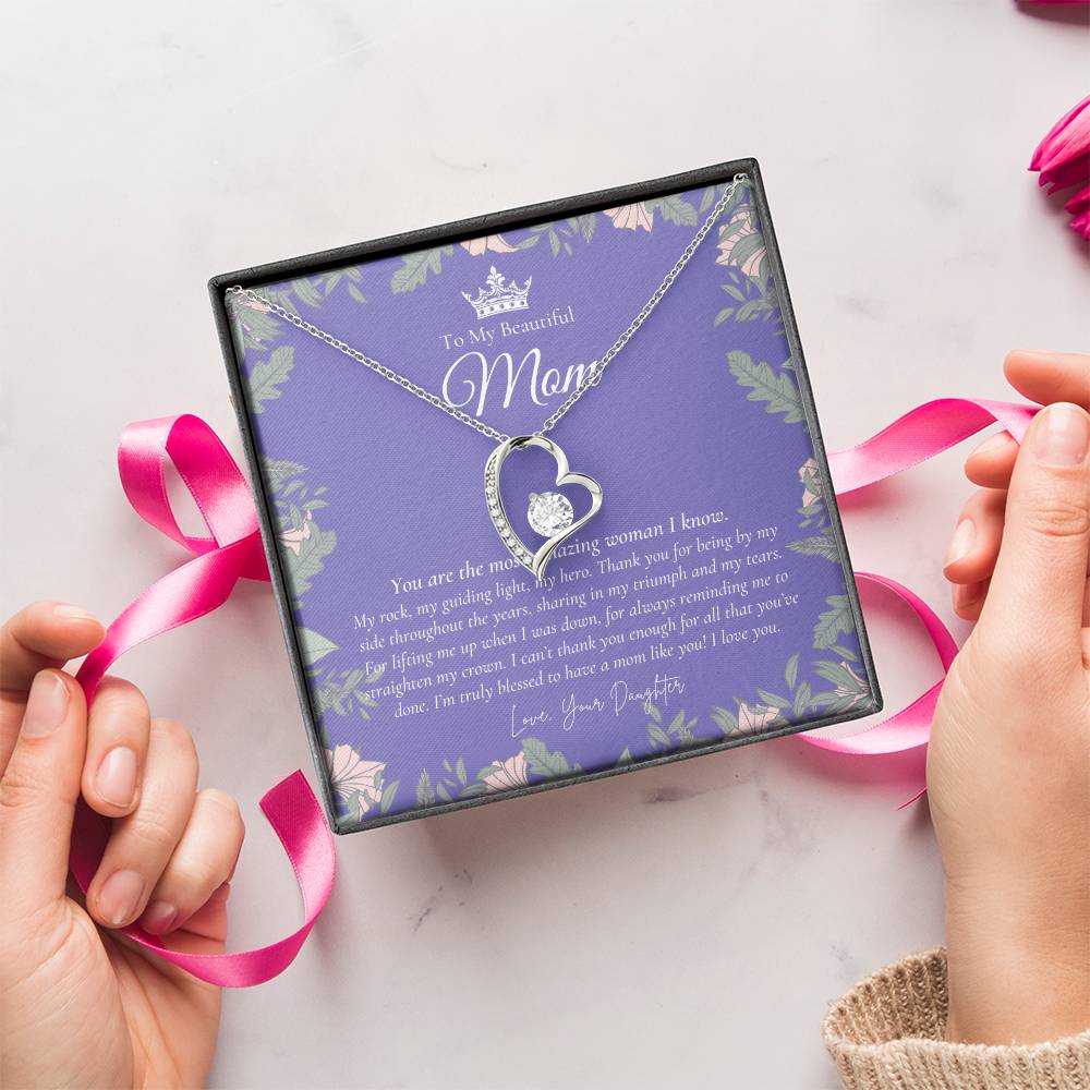 To My Beautiful Mom Necklace Beautiful Mom Gift Mother’S Day Gift Birthday Gift For Mom Gift From Daughter On Wedding Day Forever Love Necklace