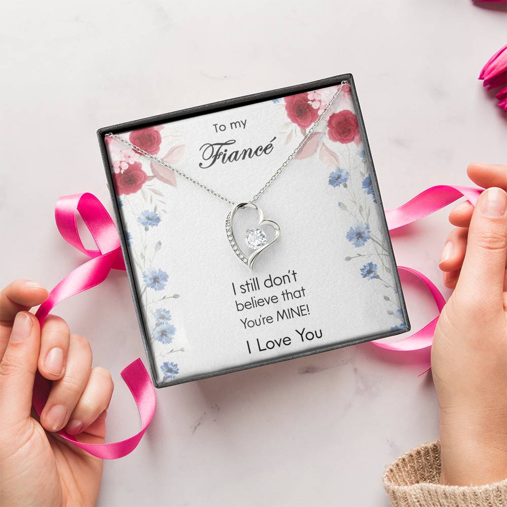 To My Fiance - I Love You - 925 Sterling Silver Pendant Forever Love Necklace