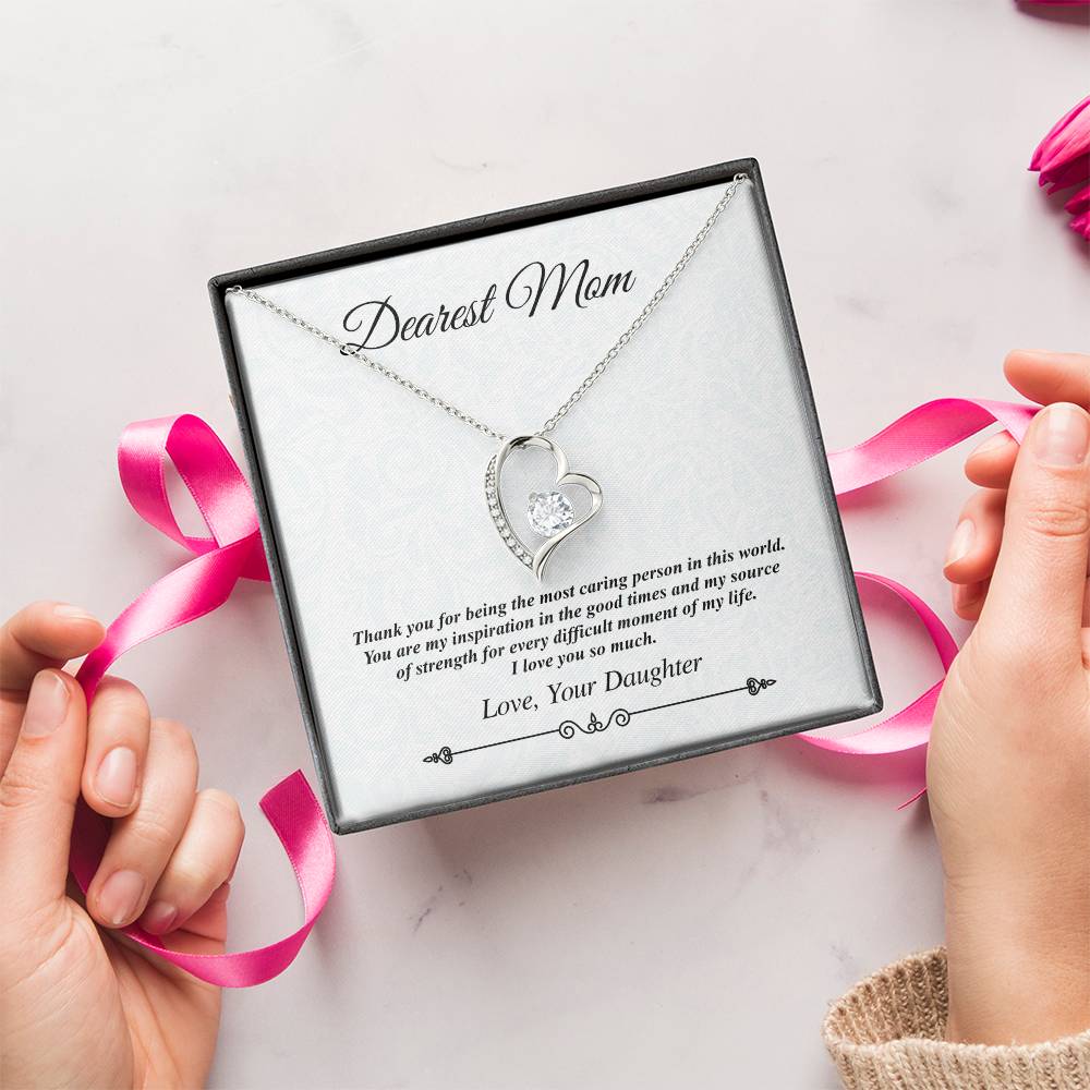 'Dearest Mom' Heart Necklace - The Most Caring Person In This World Forever Love Necklace