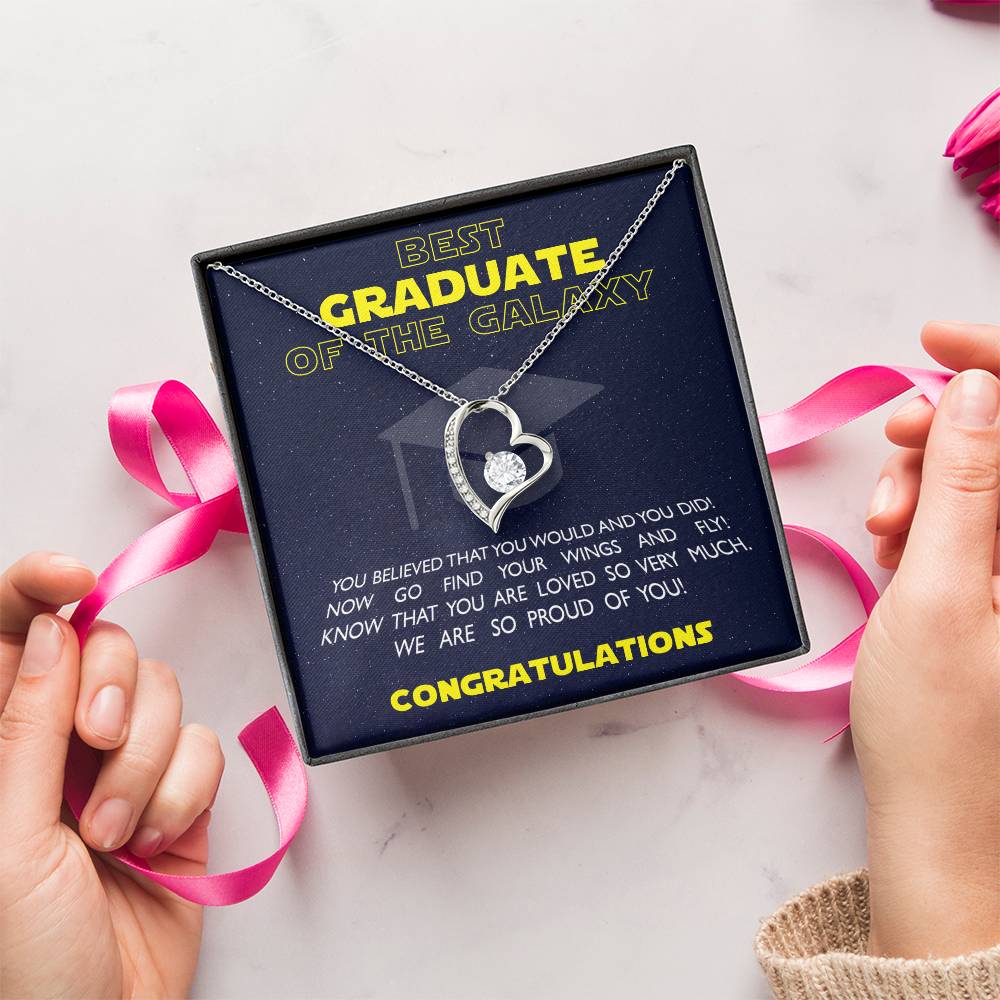 Best Graduate Of The Galaxy Congratulations Graduate On Your Degree Hotter By One Degree Graduation Necklace Phd Graduation Forever Love Necklace