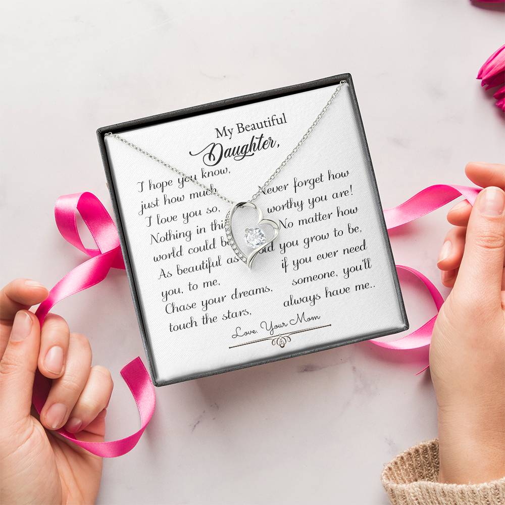 My Beautiful Daughter Love Your Mom Daughter Birthday Mom And Daughter Gift Valentine's Mother's Day Daughter Graduation Gift Wedding Necklace Forever Love Necklace