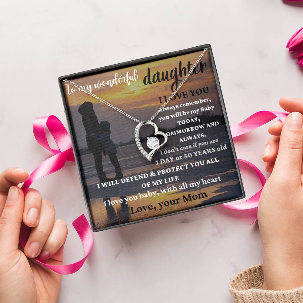 To My Wonderful Daughter Straighten Your Crown Necklace Mom Daughter Necklace Daughter Birthday Gift Daughter Graduation Gift Forever Love Necklace