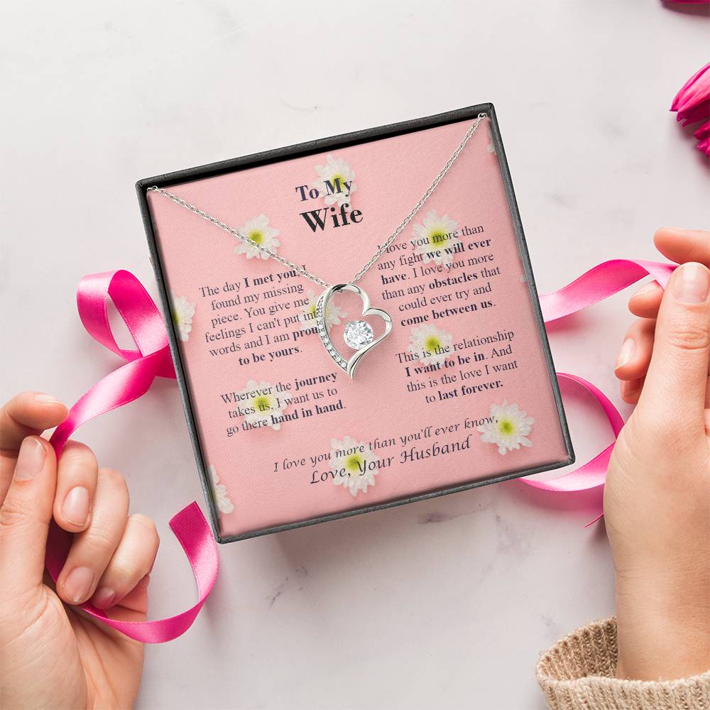 To M Y Wife - Forever Necklace - Love Your Husband - Pink Daisy Forever Love Necklace