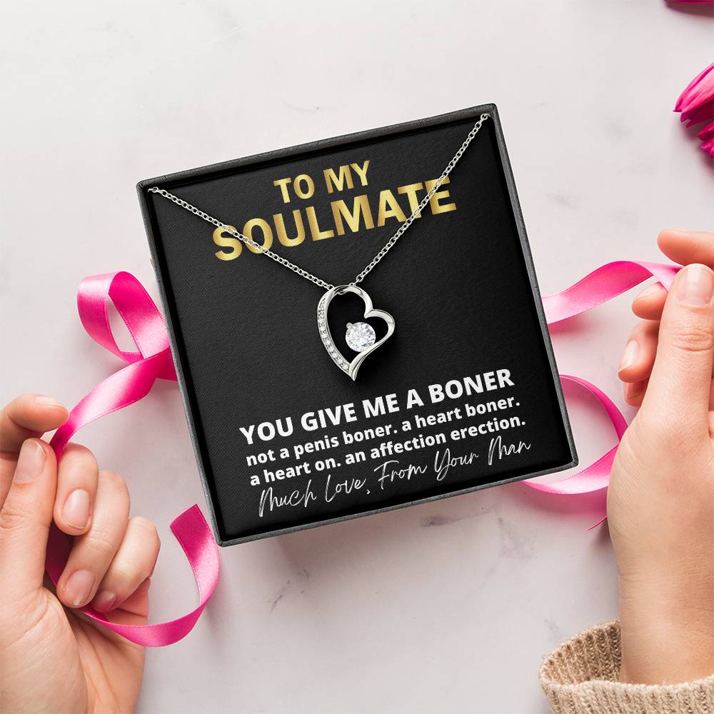 This Dazzling Forever Love Necklace ? You Give Me A Heart Boner An Affection Erection Pendant Necklace Funny & Sarcastic Love For Her Mature Gift Forever Love Necklace