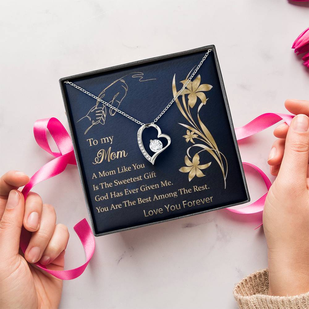 To My Mom Sweetest Gift 92.5 Sterling Silver Pendant 1 Forever Love Necklace