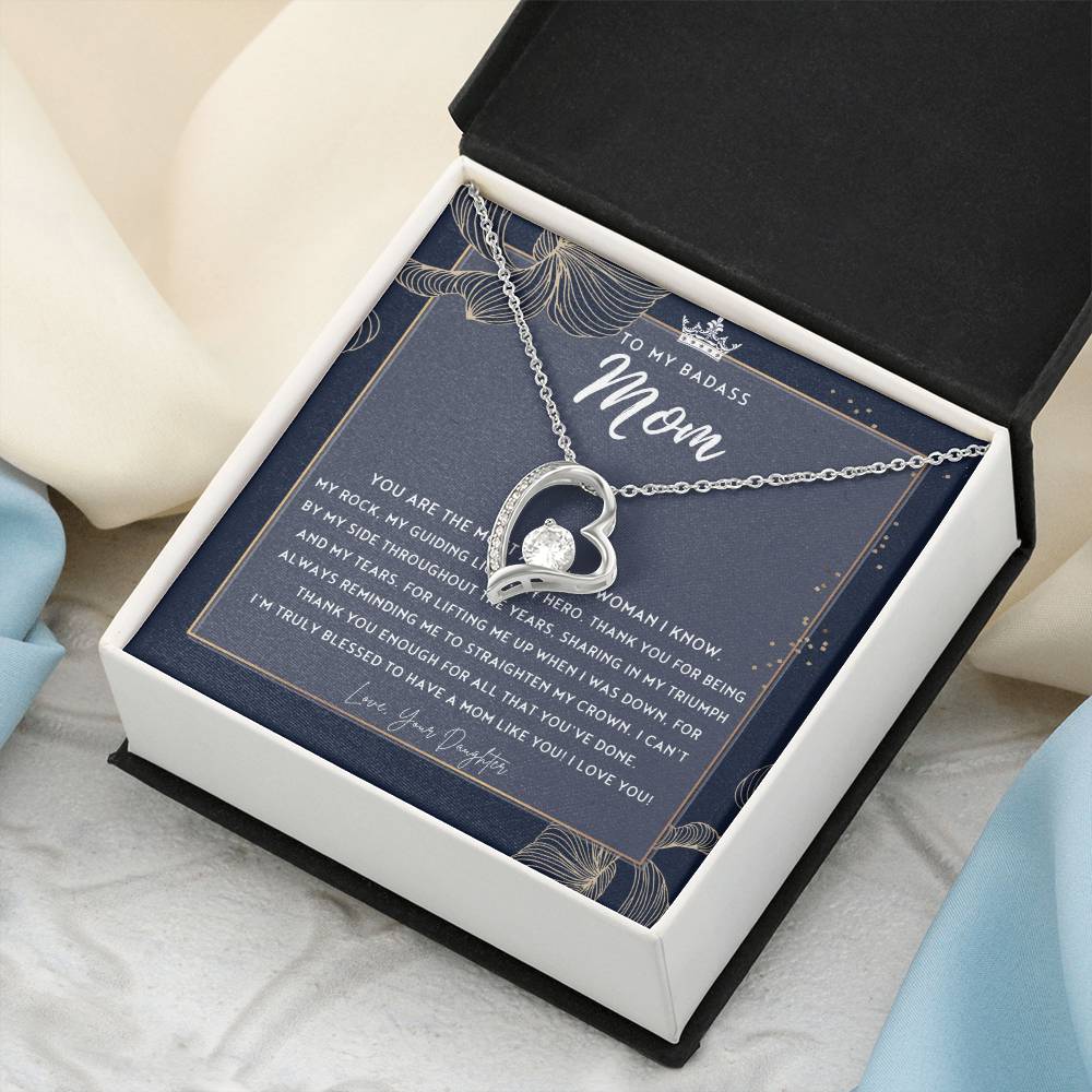 Badass Mom Gift To My Badass Mom Necklace Mother’s Day Gift Daughter To Mom Gift Gift From Daughter To Mom On Wedding Day Mom Gift 2 Forever Love Necklace