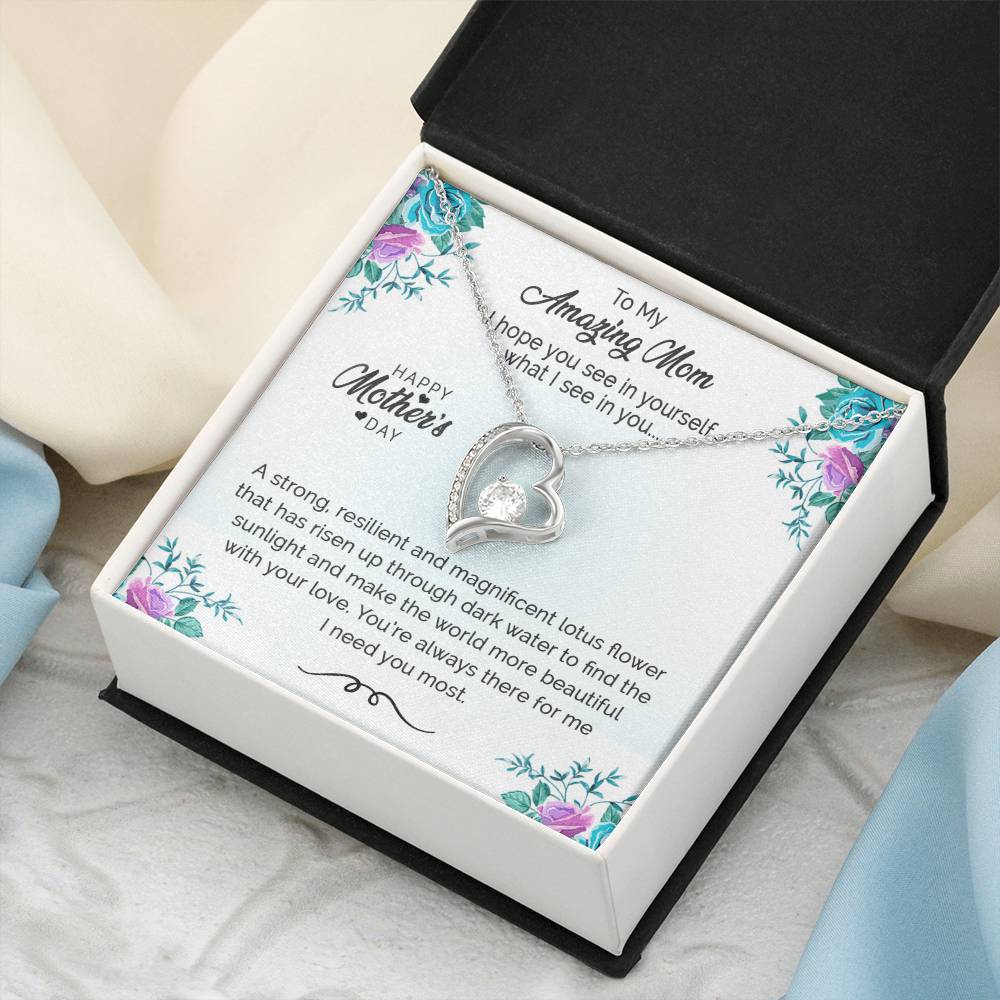 Floating Cz Heart Necklace For Mom Forever Love Necklace
